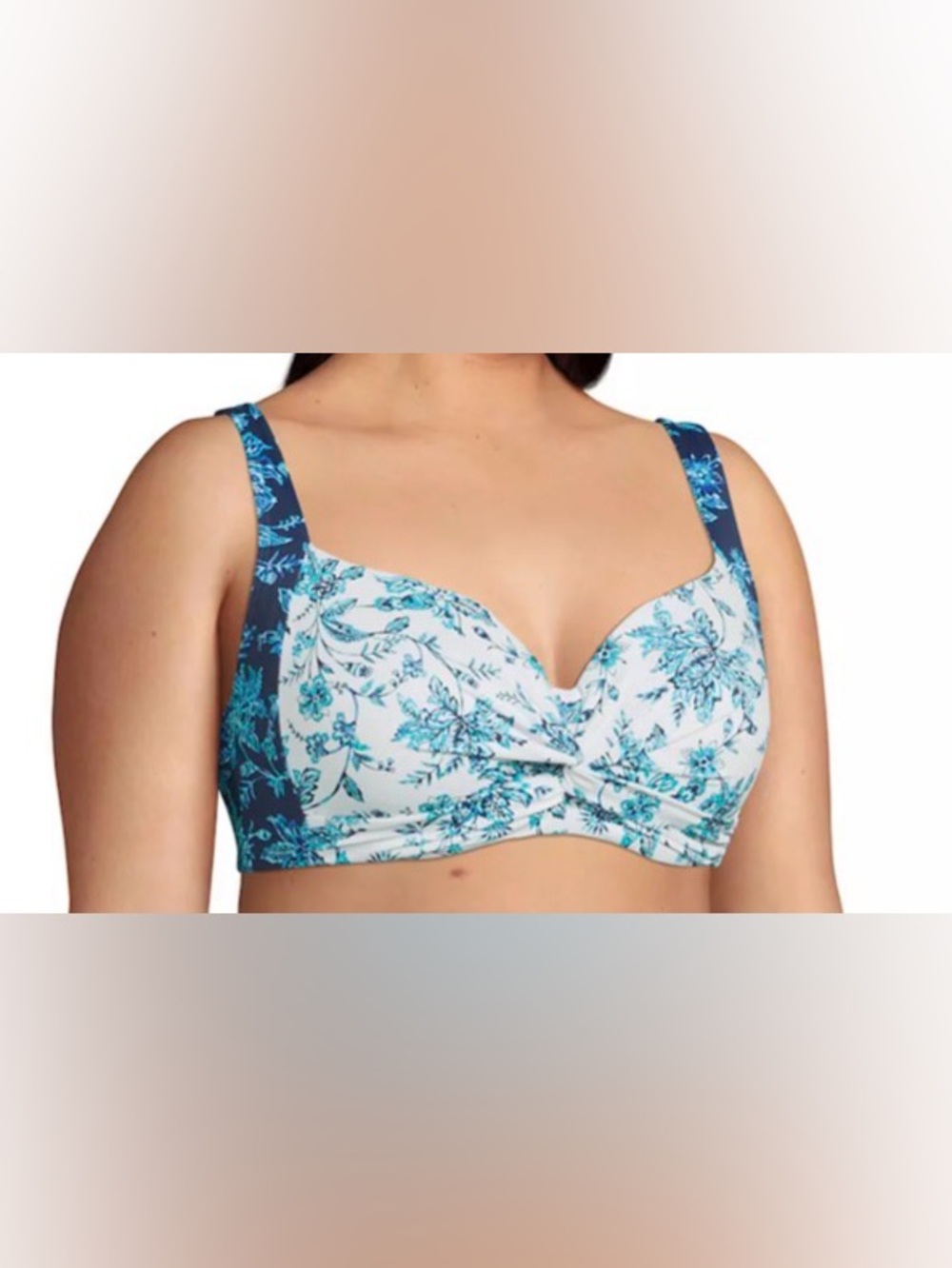 Lands End Twist Floral Underwire Bikini top size 10